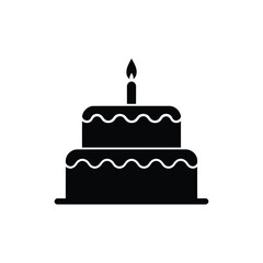 Birthday cake icon with candle silhouette