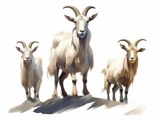 Obraz premium Goats, clipart, illustration isolate on white background