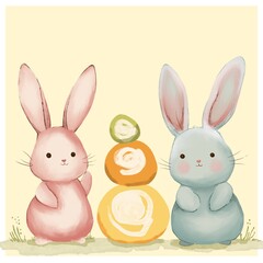 Cute animals, nursery. Bunnies