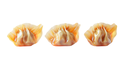 Dumplings Set in Three Poses on Transparent Background for Food Illustrations, Restaurant Branding, or Culinary Promotions