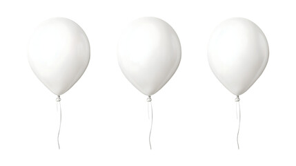 Different White Balloon Set in Three Poses on Transparent Background for Party Decorations, Event Branding, or Celebration Designs