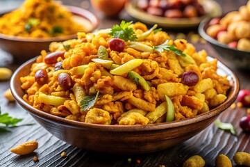 close up of traditional indian deep fried salty background