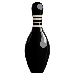 Realistic, Classic bowling alley pin silhouette, isolated transparent background.