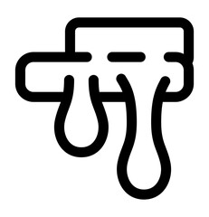 A bold line icon of a milking machine with dripping tubes.