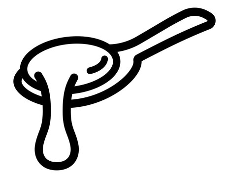A line icon of a spoon dripping condensed milk.
