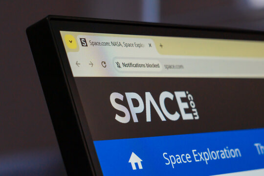 New York, USA - March 30, 2025: Space.com website homepage displayed on computer monitor focused on space exploration