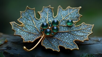oak leaf with water drops