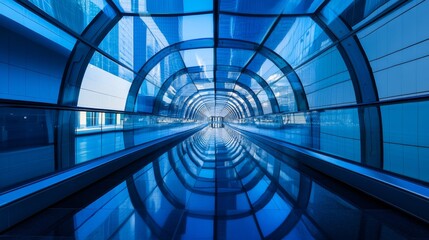 Fototapeta premium Reflecting technology, digitalization, futuristic image Simple, clean, jewel blue, technological lines city 