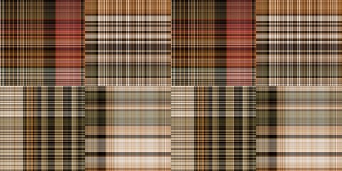 Warm fall gingham tartan check seamless border pattern. Woven classic variegated ombre check ribbon trim. Repeatable banner for washing tape and for fashion edging design