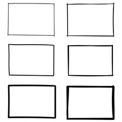 Hand drawn doodle set of rectangles on white background.