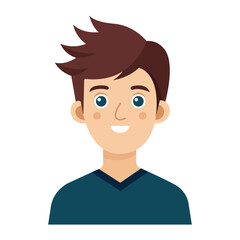 A man avatar with brown hair character vector illustration boy, teen character illustration vector