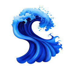 A vibrant illustration of stylized ocean wave, showcasing dynamic movement and rich shades of blue, captures essence of sea power and beauty
