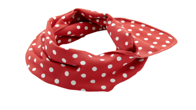A bandana for pets with polka dot pattern, isolated on white background --ar 16:9