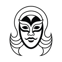 Black and White Carnival Mask Vector Illustration with Theatrical and Masquerade Elements
