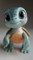 Obraz premium Cute Baby Turtle Cartoon 3D Render.