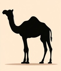 Black silhouette of camel on beige background