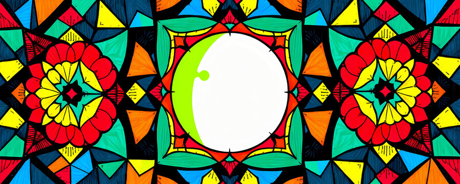illustrazione sfondo con elementi astratti e motivi geometrici a tema surreale