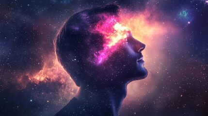 Obraz premium Cosmic Glow and Stardust Nebula in a Surreal Fantasy Universe with Energy and Imagination