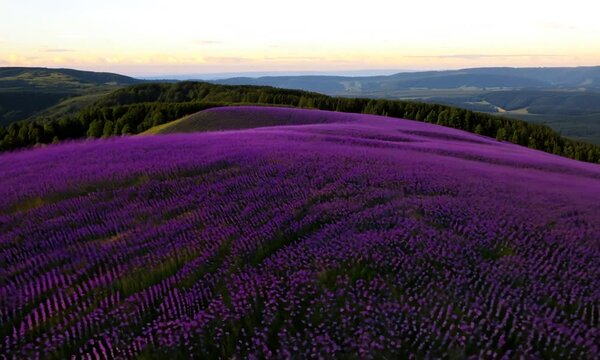 Meadow Covered With Purple Flowers on Treeless Hills