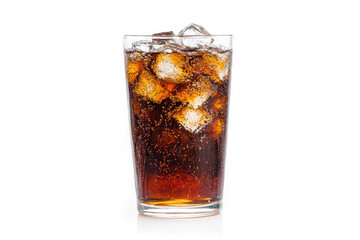A single serving of soft drink, isolated on a white background