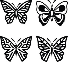 Set of butterfly silhouettes isolated vector
