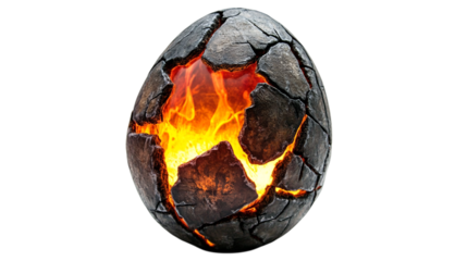 A dragon egg with cracked shell and glowing interior, isolated on white background --ar 16:9