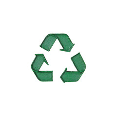 Obraz premium A Green recycling symbol with three arrows forming triangle, representing sustainability and environmental conservation. symbol encourages recycling and eco friendly practices