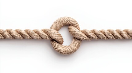 Obraz premium Beige Rope Knot on White Background Studio Photography