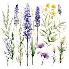Naklejka premium wildflowers illustration in watercolo