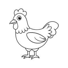 Cartoon hen sitting with an egg on a farm