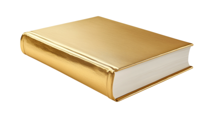 A hardcover book with gold foil title, isolated on white background --ar 16:9