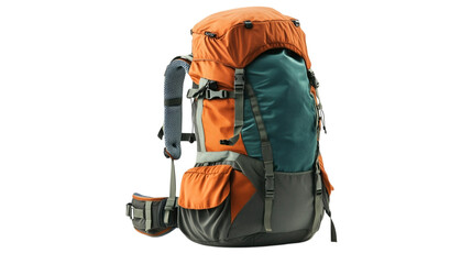 A hiking backpack with adjustable straps, isolated on white background --ar 16:9