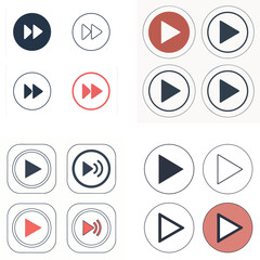 High-Quality Minimalist Flat Vector Play Button Icon for Media UI Design