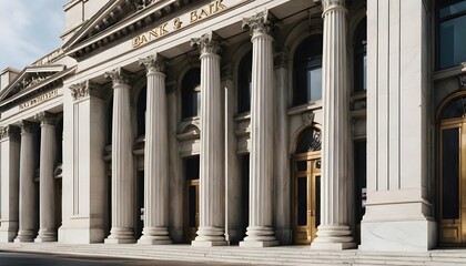 Historic bank architecture urban city photography exterior ground level classical design aesthetic