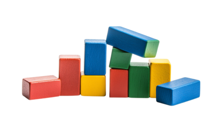 A magnetic building block set in primary colors, isolated on white background --ar 16:9