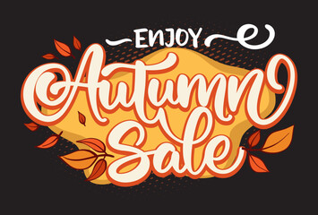 Autumn sale lettering vector illustration