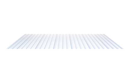 Corrugated steel silver sheet metal isolated on transparent background, perspective view 