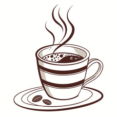 Obraz premium Realistic 3D Coffee Cup with Steam Rising and a Stylish Design