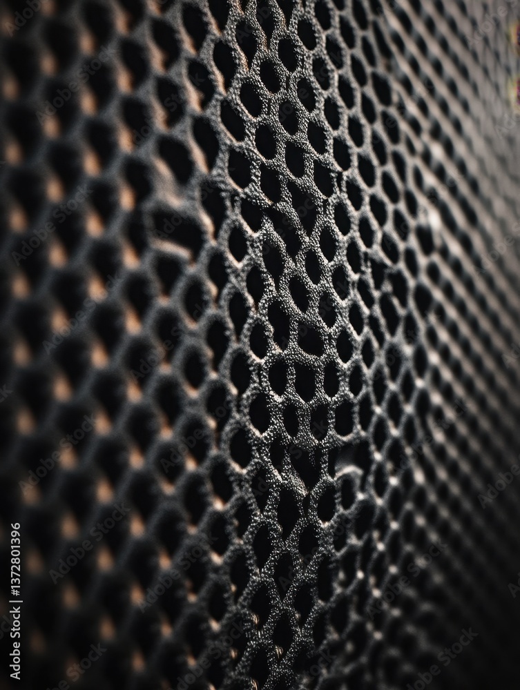 Poster abstract textured surface with porous pattern and dark gradient creating depth and dimension in a ma