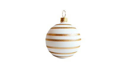 A minimalist Christmas ornament with metallic gold accents, isolated on white background --ar 16:9