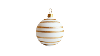 A minimalist Christmas ornament with metallic gold accents, isolated on white background --ar 16:9