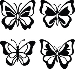 Set of butterfly silhouettes isolated vector