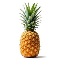 Fototapeta premium Whole Pineapple with Green Crown and Textured Yellow-Brown Skin
