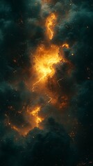 Fiery Lightning Storm Cloudscape.