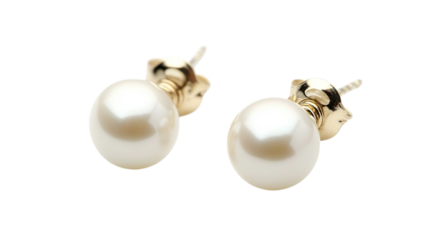 A pair of pearl drop earrings, isolated on white background --ar 16:9