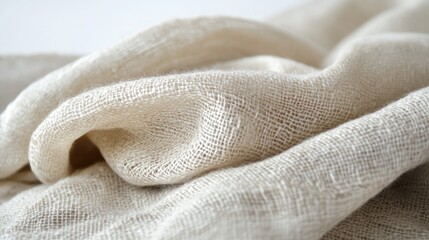 Creamy Beige Linen Fabric Texture