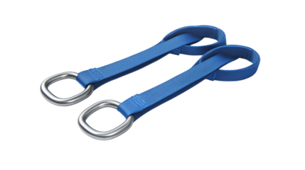 A pair of adjustable resistance bands with carabiner clips, isolated on white background --ar 16:9