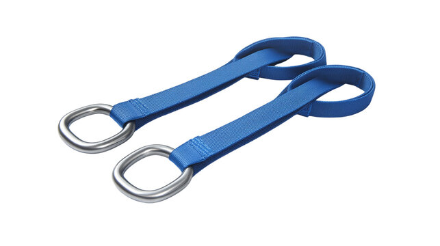 A pair of adjustable resistance bands with carabiner clips, isolated on white background --ar 16:9 - Powered by Adobe