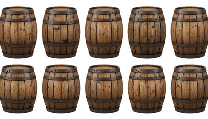 Fototapeta premium wooden barrels rustic design antique style various shapes