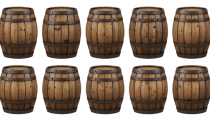 wooden barrels rustic design antique style various shapes